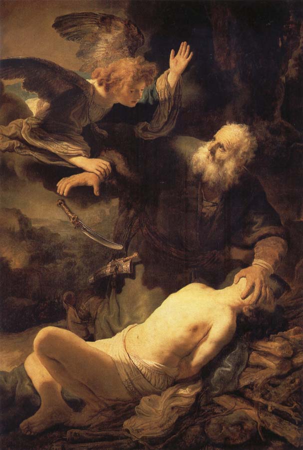 REMBRANDT Harmenszoon van Rijn The Angel stopping Abraham from sacrificing Isaac to God